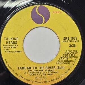 Talking Heads Take Me to the River 45 RPM Sire 1978 New Wave Art Rock
